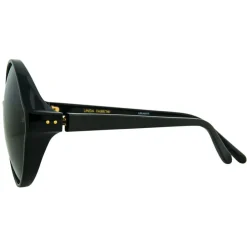 Linda Farrow - 657 C1 Round Sunglasses - Full Black - Eyewear - Avvenice^ Sunglasses & Eyewear