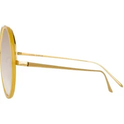 Linda Farrow - 457 C33 Round Sunglasses - Yellow Gold - Eyewear - Avvenice^ Sunglasses & Eyewear