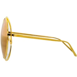 Linda Farrow - 660 C1 Round Sunglasses - Yellow Gold - Eyewear - Avvenice