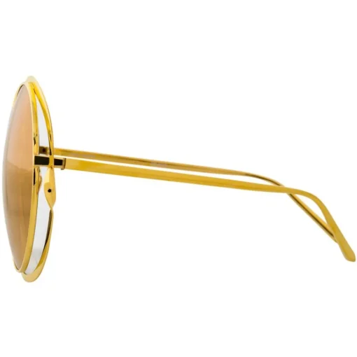 Linda Farrow - 660 C1 Round Sunglasses - Yellow Gold - Eyewear - Avvenice