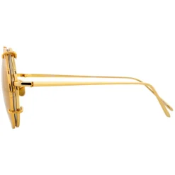Linda Farrow - 647 C1 Round Sunglasses - Yellow Gold - Eyewear - Avvenice^ Sunglasses & Eyewear