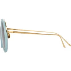 Linda Farrow - 239 C70 Round Sunglasses - Porcelaine Blu - Eyewear - Avvenice^ Sunglasses & Eyewear