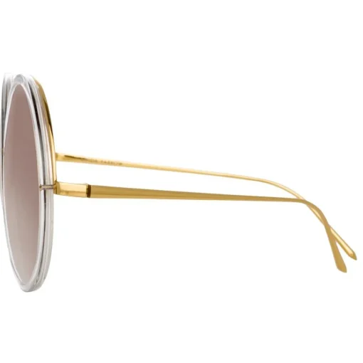 Linda Farrow - 457 C31 Round Sunglasses - Clear Gold - Eyewear - Avvenice^ Sunglasses & Eyewear