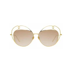 Linda Farrow - 853 C4 Round Sunglasses - Yellow Gold - Eyewear - Avvenice^ Sunglasses & Eyewear