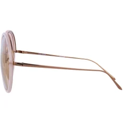Linda Farrow - 457 C18 Round Sunglasses - Milky Peach - Eyewear - Avvenice