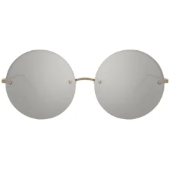 Linda Farrow - 565 C2 Round Sunglasses - White Gold - Eyewear - Avvenice