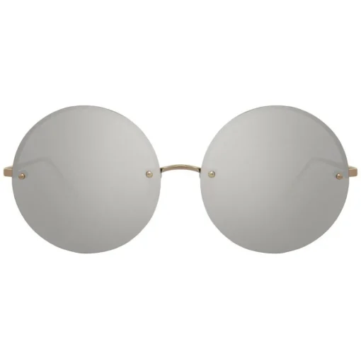 Linda Farrow - 565 C2 Round Sunglasses - White Gold - Eyewear - Avvenice