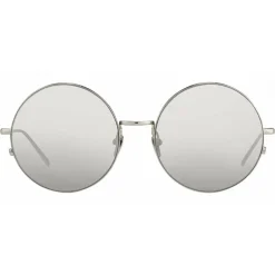 Linda Farrow - 343 C4 Round Sunglasses - White Gold - Eyewear - Avvenice