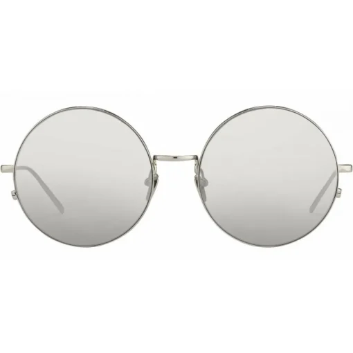 Linda Farrow - 343 C4 Round Sunglasses - White Gold - Eyewear - Avvenice