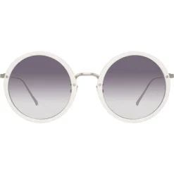Linda Farrow - 239 C68 Round Sunglasses - White - Eyewear - Avvenice