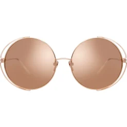 Linda Farrow - 816 C3 Round Sunglasses - Rose Gold - Eyewear - Avvenice