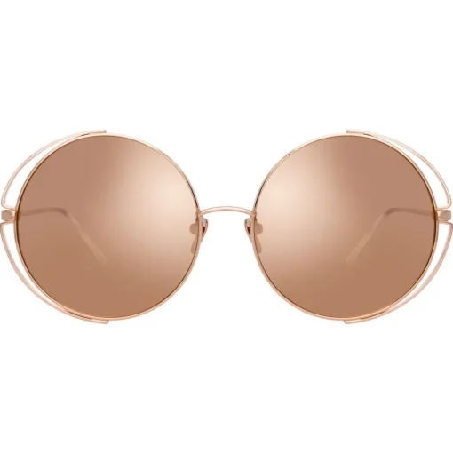 Linda Farrow - 816 C3 Round Sunglasses - Rose Gold - Eyewear - Avvenice