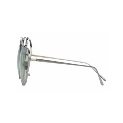 Linda Farrow - 853 C6 Round Sunglasses - White Gold - Eyewear - Avvenice