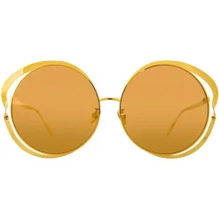 Linda Farrow - 660 C1 Round Sunglasses - Yellow Gold - Eyewear - Avvenice