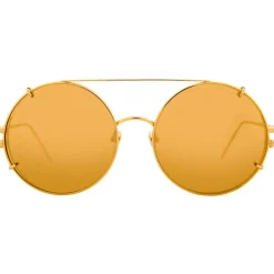 Linda Farrow - 647 C1 Round Sunglasses - Yellow Gold - Eyewear - Avvenice^ Sunglasses & Eyewear