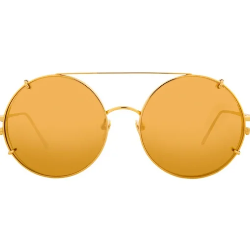 Linda Farrow - 647 C1 Round Sunglasses - Yellow Gold - Eyewear - Avvenice^ Sunglasses & Eyewear