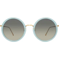 Linda Farrow - 239 C70 Round Sunglasses - Porcelaine Blu - Eyewear - Avvenice^ Sunglasses & Eyewear