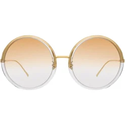 Linda Farrow - 457 C31 Round Sunglasses - Clear Gold - Eyewear - Avvenice^ Sunglasses & Eyewear