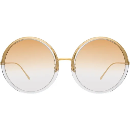 Linda Farrow - 457 C31 Round Sunglasses - Clear Gold - Eyewear - Avvenice^ Sunglasses & Eyewear