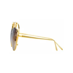 Linda Farrow - 853 C4 Round Sunglasses - Yellow Gold - Eyewear - Avvenice^ Sunglasses & Eyewear