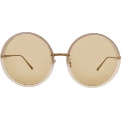 Linda Farrow - 457 C18 Round Sunglasses - Milky Peach - Eyewear - Avvenice