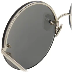 Linda Farrow - 565 C2 Round Sunglasses - White Gold - Eyewear - Avvenice