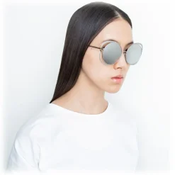 Linda Farrow - 659 C2 Round Sunglasses - White Gold - Eyewear - Avvenice