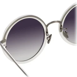 Linda Farrow - 239 C68 Round Sunglasses - White - Eyewear - Avvenice
