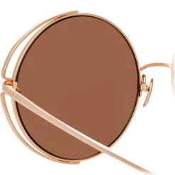 Linda Farrow - 816 C3 Round Sunglasses - Rose Gold - Eyewear - Avvenice