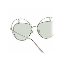 Linda Farrow - 853 C6 Round Sunglasses - White Gold - Eyewear - Avvenice
