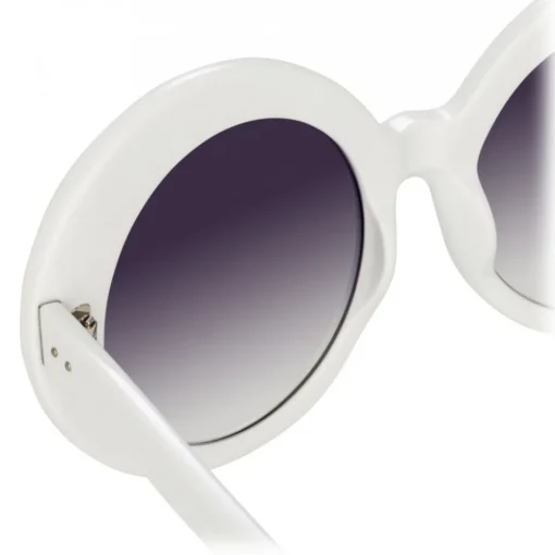 Linda Farrow - 468 C15 Round Sunglasses - White - Eyewear - Avvenice^ Sunglasses & Eyewear