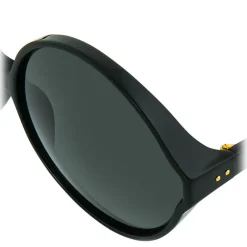 Linda Farrow - 657 C1 Round Sunglasses - Full Black - Eyewear - Avvenice^ Sunglasses & Eyewear