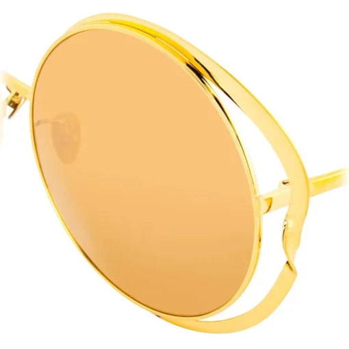 Linda Farrow - 660 C1 Round Sunglasses - Yellow Gold - Eyewear - Avvenice