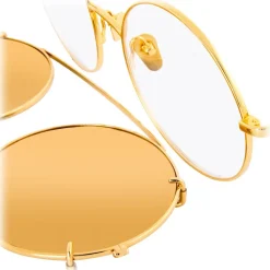 Linda Farrow - 647 C1 Round Sunglasses - Yellow Gold - Eyewear - Avvenice^ Sunglasses & Eyewear