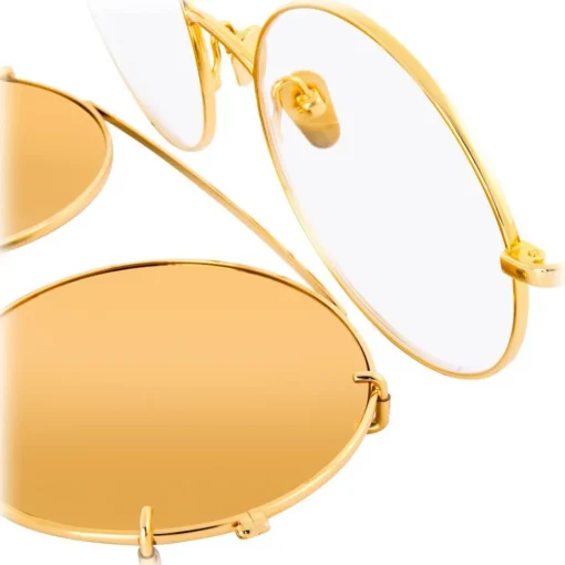 Linda Farrow - 647 C1 Round Sunglasses - Yellow Gold - Eyewear - Avvenice^ Sunglasses & Eyewear