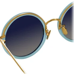 Linda Farrow - 239 C70 Round Sunglasses - Porcelaine Blu - Eyewear - Avvenice^ Sunglasses & Eyewear