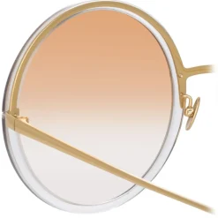 Linda Farrow - 457 C31 Round Sunglasses - Clear Gold - Eyewear - Avvenice^ Sunglasses & Eyewear