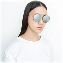Linda Farrow - 647 C2 Round Sunglasses - White Gold - Eyewear - Avvenice