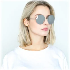 Linda Farrow - 565 C2 Round Sunglasses - White Gold - Eyewear - Avvenice