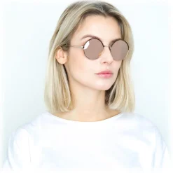 Linda Farrow - 583 C7 Round Sunglasses - Rose Gold - Eyewear - Avvenice