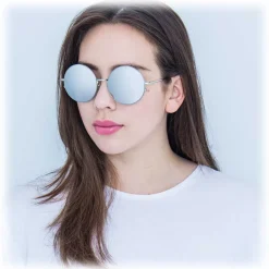 Linda Farrow - 343 C4 Round Sunglasses - White Gold - Eyewear - Avvenice