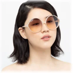 Linda Farrow - 657 C15 Round Sunglasses - Milky Pink - Eyewear - Avvenice