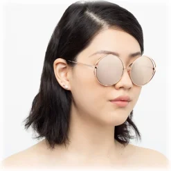 Linda Farrow - 816 C3 Round Sunglasses - Rose Gold - Eyewear - Avvenice