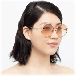Linda Farrow - 816 C7 Round Sunglasses - Light Gold - Eyewear - Avvenice