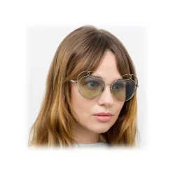 Linda Farrow - 853 C6 Round Sunglasses - White Gold - Eyewear - Avvenice