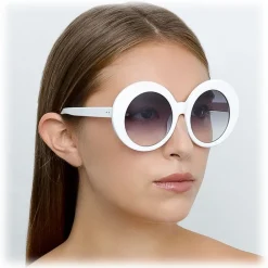 Linda Farrow - 468 C15 Round Sunglasses - White - Eyewear - Avvenice^ Sunglasses & Eyewear