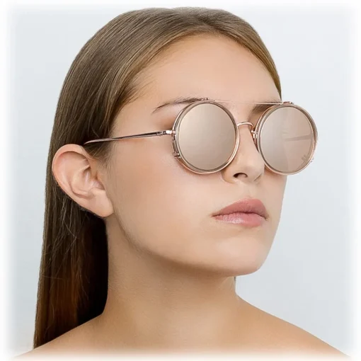 Linda Farrow - 741 C6 Round Sunglasses - Ash - Eyewear - Avvenice^ Sunglasses & Eyewear