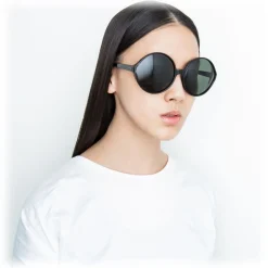 Linda Farrow - 657 C1 Round Sunglasses - Full Black - Eyewear - Avvenice^ Sunglasses & Eyewear