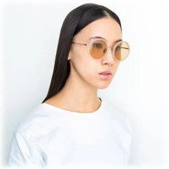 Linda Farrow - 239 C57 Round Sunglasses - Milky Peach - Eyewear - Avvenice^ Sunglasses & Eyewear
