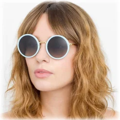 Linda Farrow - 239 C70 Round Sunglasses - Porcelaine Blu - Eyewear - Avvenice^ Sunglasses & Eyewear